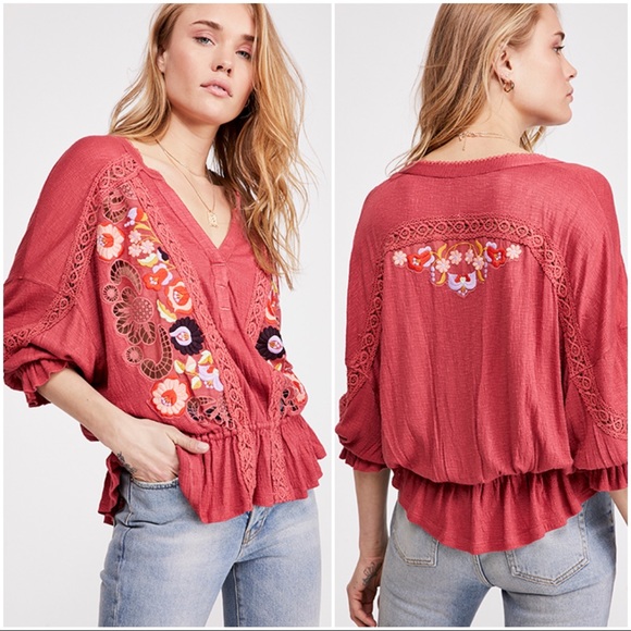 ✖️SOLD✖️•FREE PEOPLE• Serafina Embroidered Blouse - Picture 11 of 14